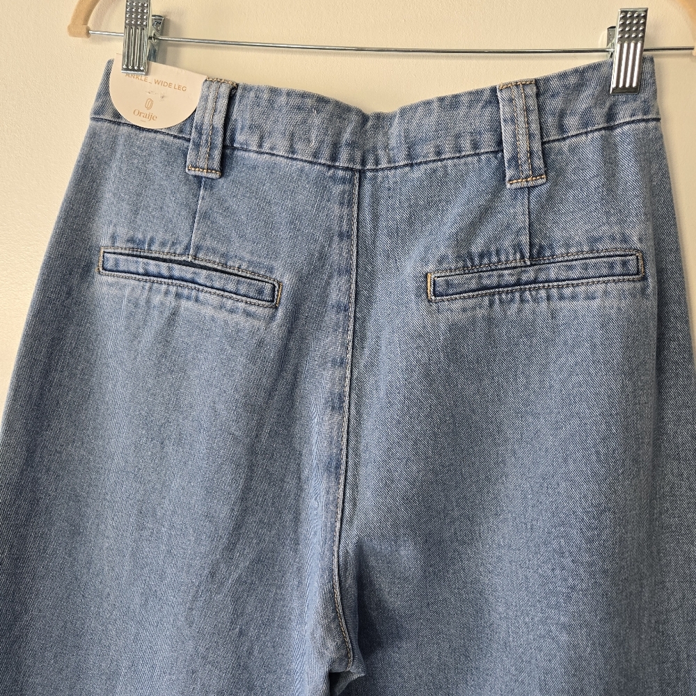 NEW Oraije Paris Elise Wide Leg Blue Denim Jeans Womens Size 6/28 - Picture 11 of 16